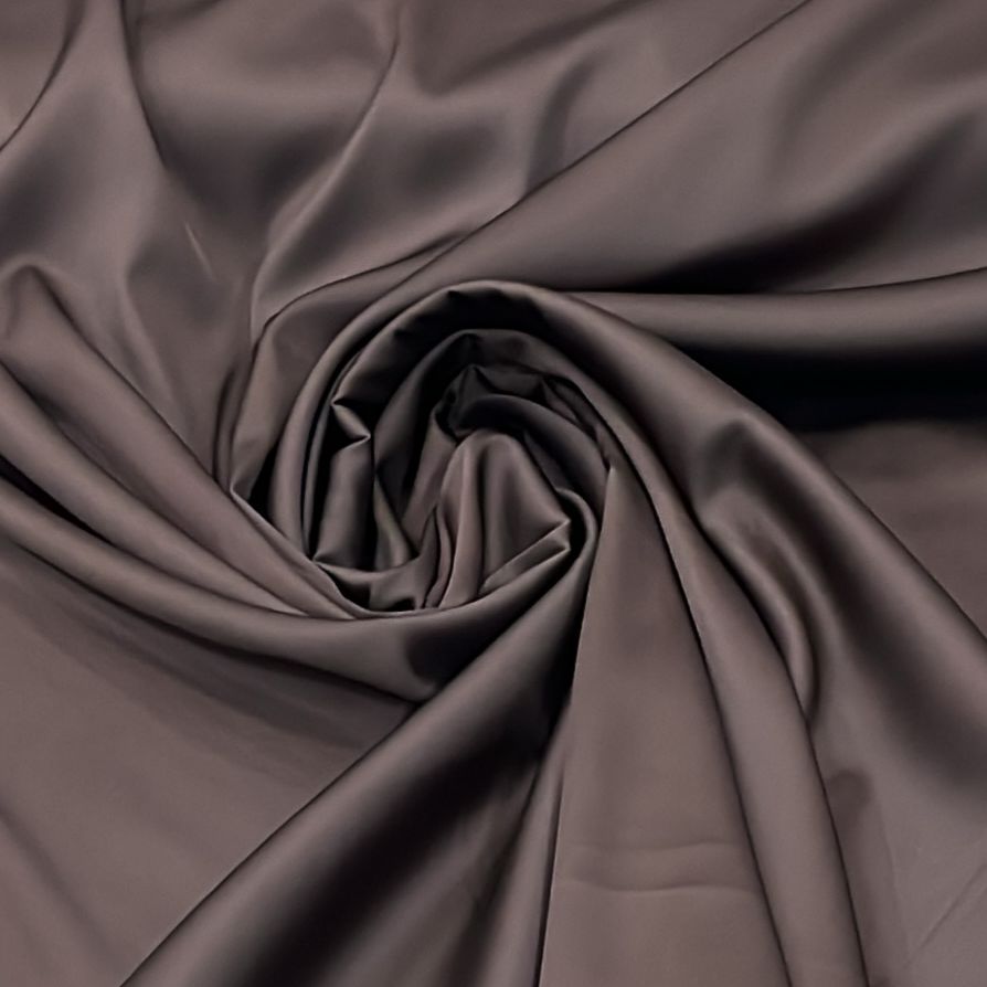 TECIDO CETIM DULL VIVID RED - COR MARROM CAFÉ - 97% POLIPESTER E 3% ELASTANO - 94 G/M² - COM 1,45 LG