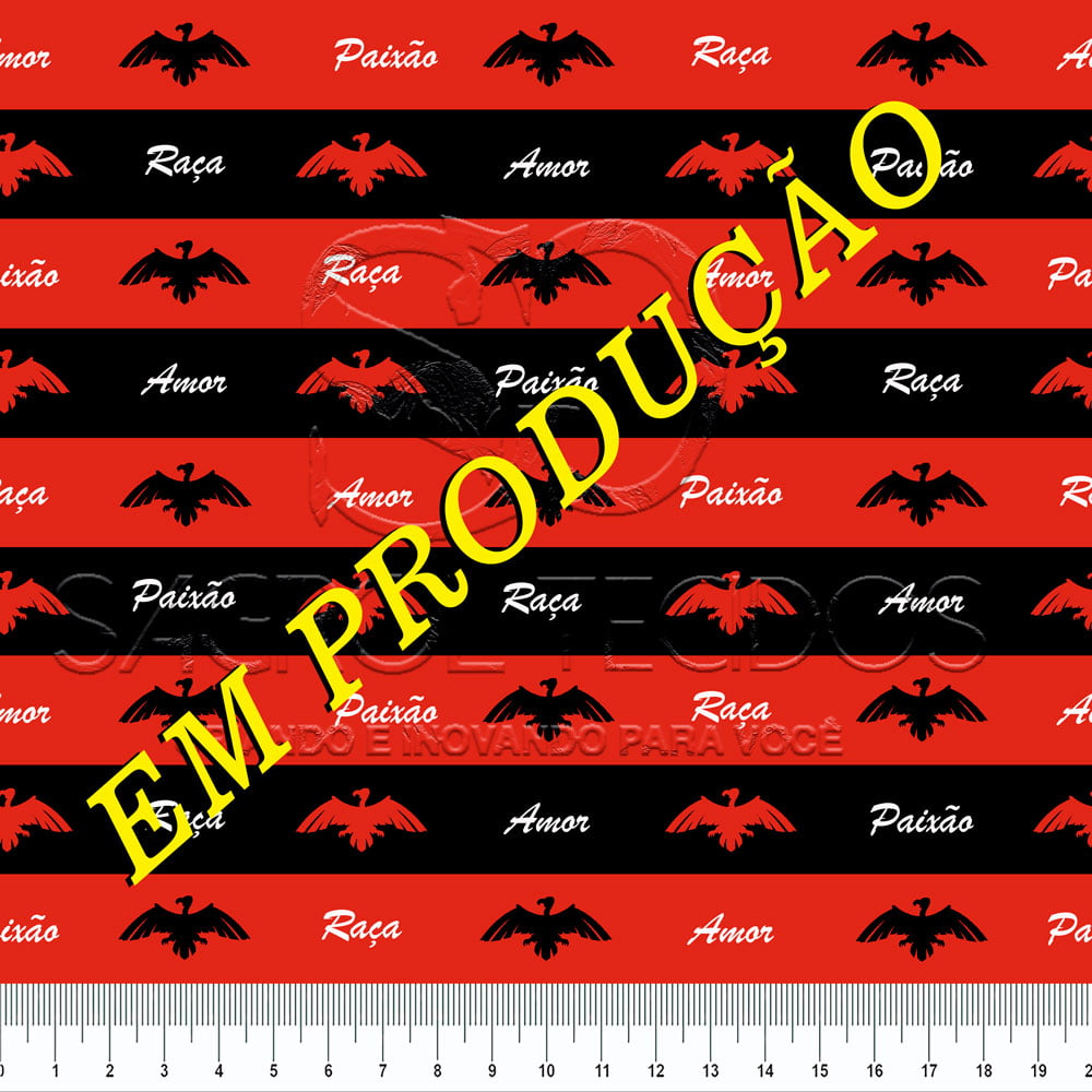 TRICOLINE ESTAMPA DIGITAL NOVO FLAMENGO, RAÇA, AMOR E PAIXÃO 100% ALGODÃO COM 1,50 LG