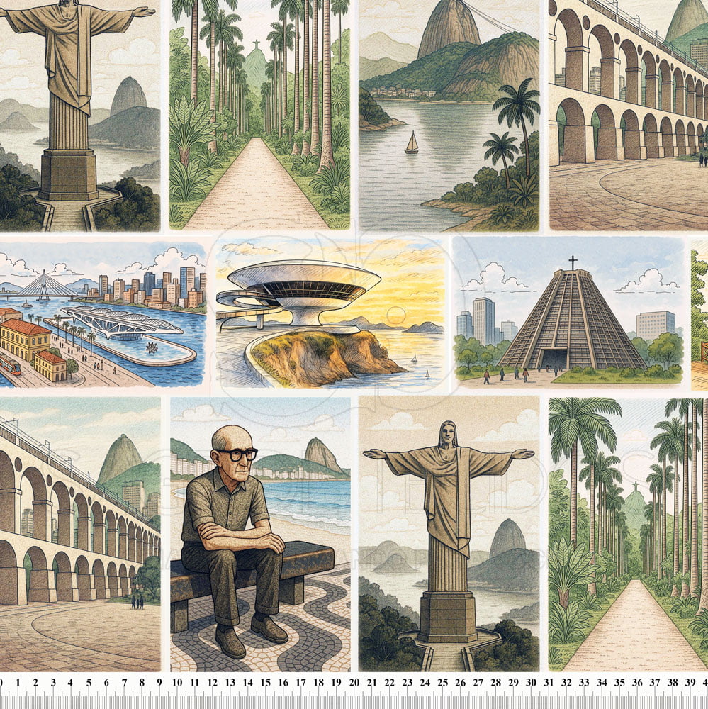 TRICOLINE ESTAMPA DIGITAL RETRATOS DO RIO 100% ALGODÃO COM 1,50 LG