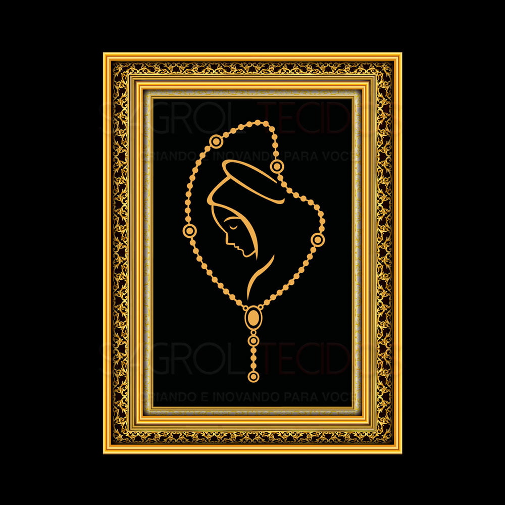 TRICOLINE ESTAMPA TERÇO SAGRADO CORAÇÃO DE JESUS - 0,49 X 0,49 CM 100% ALGODÃO