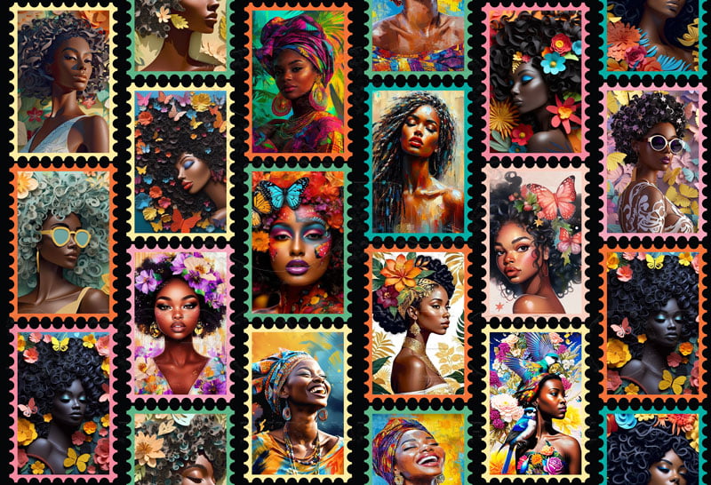 VISCOSE ESTAMPA BELEZA AFRO EM QUADROS - 10O% VISCOSE - COM 1,40 LG