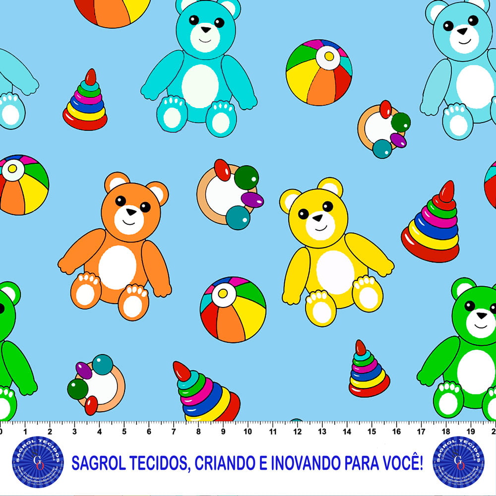 Comprar TRICOLINE URSO AZUL FUNDO XADREZ - Arco-íris Tecidos Loja