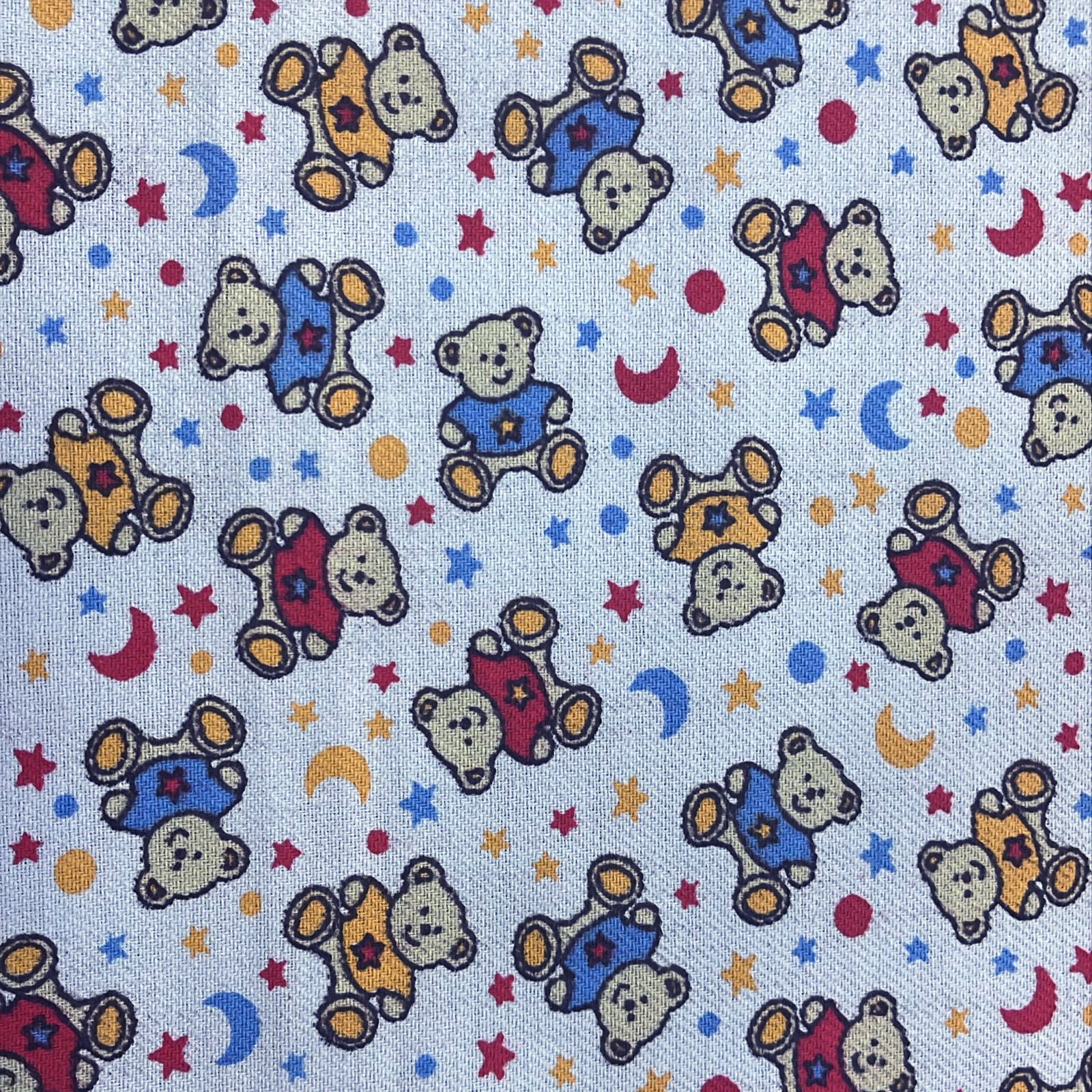 FLANELA POLO INFANTIL PARA CUEIRO URSINHOS COM FUNDO AZUL 100% ALGODÃO COM 0,80 LG