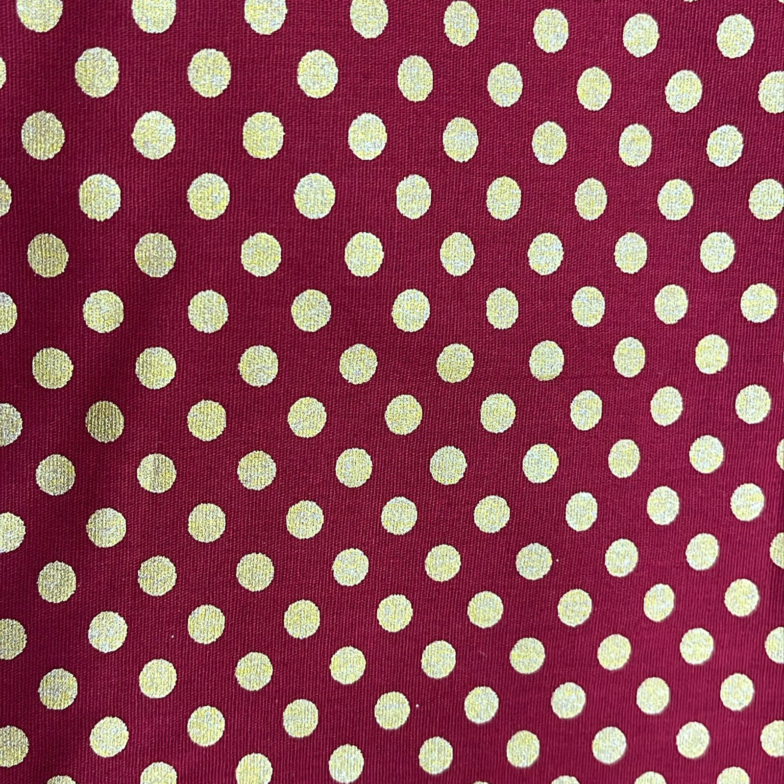TRICOLINE POÁS DOUORADO DE 5 MM FUNDO VERMELHO 100% ALGODÃO COM 1,50 LG