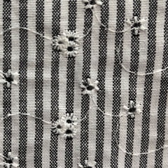 TECIDO COTTON LAZZIE AURORA COM BORDADO E LISTRAS PRETO 55% ALGODÃO E 45% POLIÉSTER COM 1,40 LG