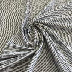 TECIDO COTTON LAZZIE AURORA COM BORDADO E LISTRAS PRETO 55% ALGODÃO E 45% POLIÉSTER COM 1,40 LG
