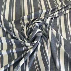 CREPE DUNA LISTRAS MARINHO COM BRANCO 100% POLIESTER COM 1,40 LG