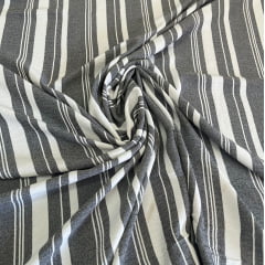 CREPE DUNA LISTRAS PRETO COM BRANCO 100% POLIESTER COM 1,40 LG