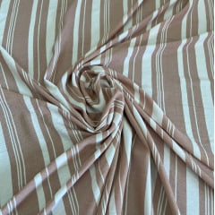 CREPE DUNA LISTRAS SALMÃO COM BRANCO 100% POLIESTER COM 1,40 LG