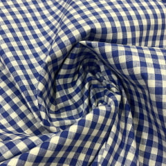 TECIDO LONITA XADREZ COM 7 MM ROYAL COM BRANCO 100% ALGODÃO COM 1,40 LG