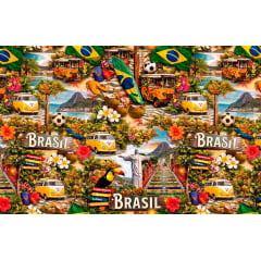TRICOLINE ESTAMPA DIGITAL ALMA DO VERÃO BRASIL 100% ALGODÃO COM 1,50 LG