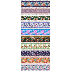 TRICOLINE ESTAMPA DIGITAL COM 10 BARRAS BORBOLETAS DE 12 CM PARA PANO DE PRATOS 100% ALGODÃO COM 1,50 LG