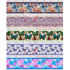 TRICOLINE ESTAMPA DIGITAL COM 10 BARRAS BORBOLETAS DE 12 CM PARA PANO DE PRATOS 100% ALGODÃO COM 1,50 LG