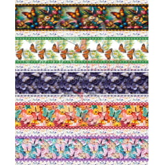 TRICOLINE ESTAMPA DIGITAL COM 10 BARRAS BORBOLETAS DE 12 CM PARA PANO DE PRATOS 100% ALGODÃO COM 1,50 LG