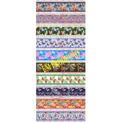 TRICOLINE ESTAMPA DIGITAL COM 10 BARRAS BORBOLETAS DE 12 CM PARA PANO DE PRATOS 100% ALGODÃO COM 1,50 LG
