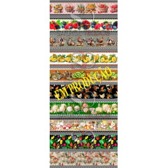 TRICOLINE ESTAMPA DIGITAL COM 10 BARRAS FRUTAS E LEGUMES DE 12 CM PARA PANO DE PRATOS 100% ALGODÃO COM 1,50 LG