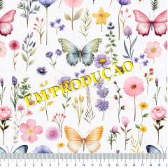 TRICOLINE ESTAMPA DIGITAL MINI BORBOLETAS 100% ALGODÃO COM 1,50 LG