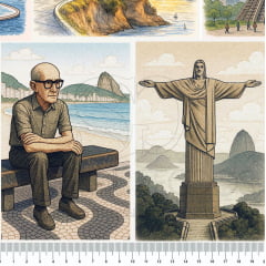 TRICOLINE ESTAMPA DIGITAL RETRATOS DO RIO 100% ALGODÃO COM 1,50 LG