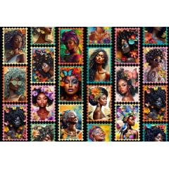 VISCOSE ESTAMPA BELEZA AFRO EM QUADROS - 10O% VISCOSE - COM 1,40 LG