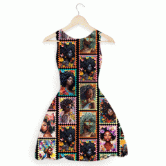 VISCOSE ESTAMPA BELEZA AFRO EM QUADROS - 10O% VISCOSE - COM 1,40 LG