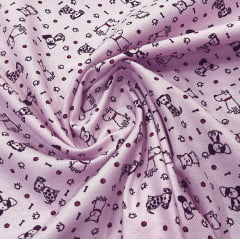 FLANELA ESTAMPADA PARA CUEIROS CÃES COM FUNDO ROSA 100% ALGODÃO COM 0,80 LG