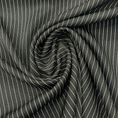 TECIDO TWO WAY RISCA DE GIZ - PRETO - 226 G/M² - 94% POLIÉSTER 04% ELASTANO 2% VISCOSE - COM 1,48 LG