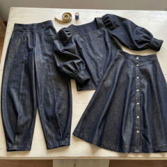 TECIDO JEANS DENIM COTTON COR JET BLACK 70% POLIÉSTER E 30% ALGODÃO COM 1,40 LG