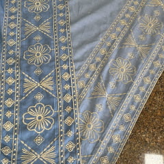 JEANS DENIM BORDADO - COR AZUL CLARO - 60% ALGODÃO E 40% POLIÉSTER - 1,35 LG