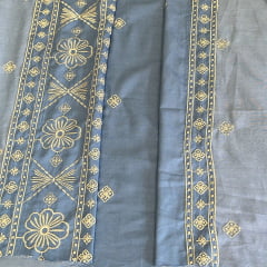JEANS DENIM BORDADO - COR AZUL CLARO - 60% ALGODÃO E 40% POLIÉSTER - 1,35 LG