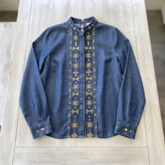 JEANS DENIM BORDADO - COR AZUL CLARO - 60% ALGODÃO E 40% POLIÉSTER - 1,35 LG