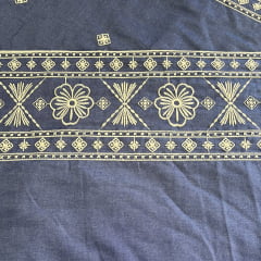 JEANS DENIM BORDADO - COR AZUL FORTE - 60% ALGODÃO E 40% POLIÉSTER - 1,35 LG