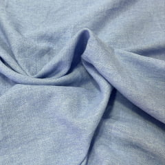 TECIDO JEANS DENIM COTTON COR AZUL CLARO 70% POLIÉSTER E 30% ALGODÃO COM 1,40 LG