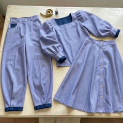 TECIDO JEANS DENIM COTTON COR AZUL CLARO 70% POLIÉSTER E 30% ALGODÃO COM 1,40 LG