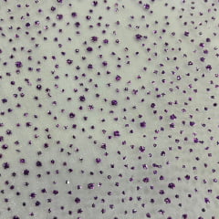 ORGANZA EXPLOSÃO LILÁS COM PRATEADO 100% POLIAMIDA COM 1,50 LG