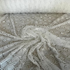 RENDA GUIPIR - COR BRANCA - DESENHO 100 - 100% POLIÉSTER - COM 1,30 LG