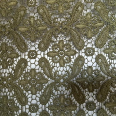 RENDA GUIPIR - COR VERDE MUSGO - DESENHO 095 - 100% POLIÉSTER - COM 1,30 LG