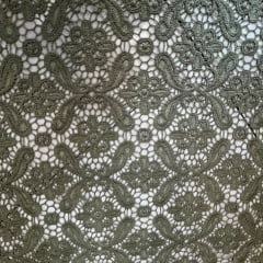 RENDA GUIPIR - COR VERDE MUSGO - DESENHO 095 - 100% POLIÉSTER - COM 1,30 LG