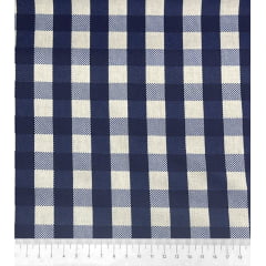 TECIDO TRICOLINE ESTAMPADA XADREZ MARINHO COM BRANCO 100% ALGODÃO COM 1,50 LG