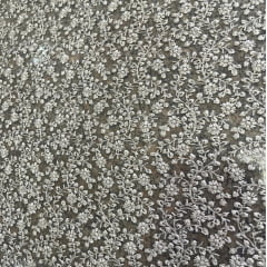 TECIDO TULE BORDADO CELEBRETY EMBROIDERY COR CINZA 100% POLIÉSTER COM 1.27 LG