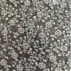 TECIDO TULE BORDADO CELEBRETY EMBROIDERY COR CINZA 100% POLIÉSTER COM 1.27 LG