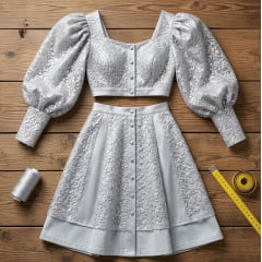 TECIDO TULE BORDADO CELEBRETY EMBROIDERY COR CINZA 100% POLIÉSTER COM 1.27 LG