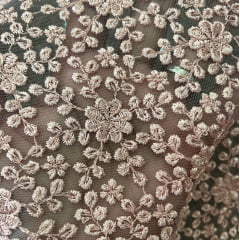 TECIDO TULE BORDADO CELEBRETY EMBROIDERY COR ROSA 100% POLIÉSTER COM 1.27 LG