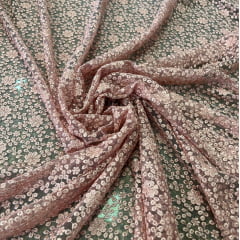 TECIDO TULE BORDADO CELEBRETY EMBROIDERY COR ROSA 100% POLIÉSTER COM 1.27 LG