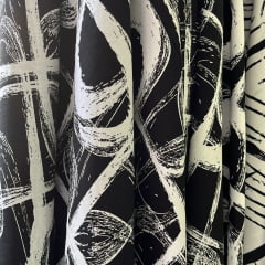 TECIDO VISCOLINHO ESTAMPADO GEOMÉTRICO PRETO COM BRANCO GRAMATURA 142 G/M² 100% VISCOSE COM 140 LG