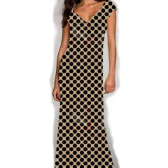 VISCOSE ESTAMPA BOLAS BEGE COM 23 MM FUNDO PRETO 100% VISCOSE COM 1,40 LG VISCOSE ESTAMPA BOLAS BEGE COM 23 MM FUNDO PRETO 100% VISCOSE COM 1,40 LG