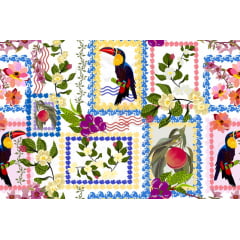 VISCOSE ESTAMPA DIGITAL JARDIM DE TUCANOS 100% VISCOSE COOM 1,40 LG