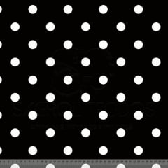 VISCOSE ESTAMPA DIGITAL POÁ COM 20 MM BRANCO FUNDO PRETO 100% VISCOSE COM 1,40 LG