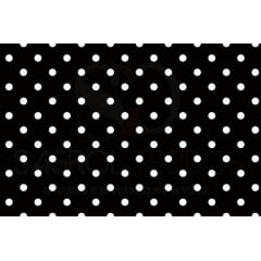 VISCOSE ESTAMPA DIGITAL POÁ COM 20 MM BRANCO FUNDO PRETO 100% VISCOSE COM 1,40 LG