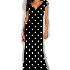 VISCOSE ESTAMPA DIGITAL POÁ COM 20 MM BRANCO FUNDO PRETO 100% VISCOSE COM 1,40 LG