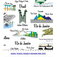 VISCOSE ESTAMPA DIGITAL RIO CIDADE MARAVILHOSA COLOR FUNDO BRANCO 100% VISCOSE COM 1,40 LG